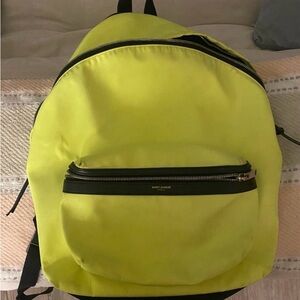 Saint Laurent City Backpack Neon Yellow Nylon — Silver Hardware